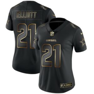 Ezekiel Elliott Dallas Cowboys 21 Black Gold NFL Limited Jerseys