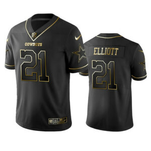 Ezekiel Elliott Dallas Cowboys 21 Black Golden NFL Limited Jerseys