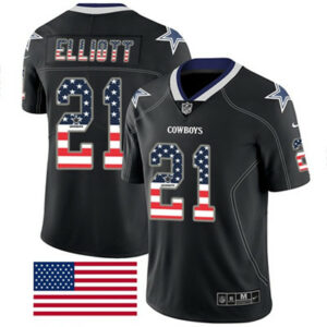Ezekiel Elliott Dallas Cowboys 21 Black USA Flag NFL Limited Jerseys