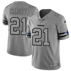 Ezekiel Elliott Dallas Cowboys 21 Gray Gridiron NFL Limited Jerseys