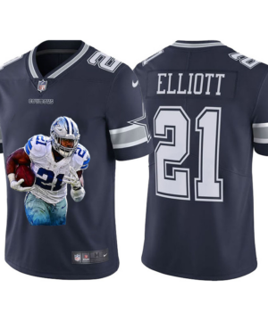 Ezekiel Elliott Dallas Cowboys 21 Grey Player Portrait Edition NFL Limited Jerseys