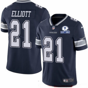 Ezekiel Elliott Dallas Cowboys 21 Navy With Est Patch NFL Limited Jerseys