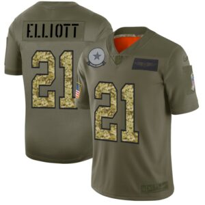 Ezekiel Elliott Dallas Cowboys 21 Olive Camo NFL Limited Jerseys