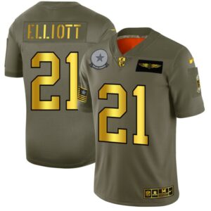 Ezekiel Elliott Dallas Cowboys 21 Olive Gold NFL Limited Jerseys