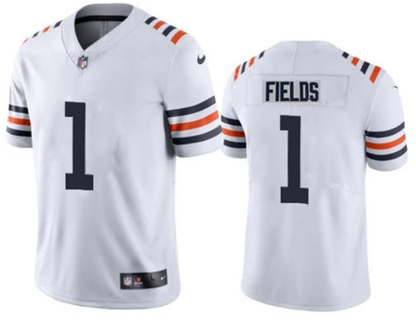 Men's Chicago Bears #1 Justin Fields White Vapor Untouchable Limited Stitched NFL Jersey