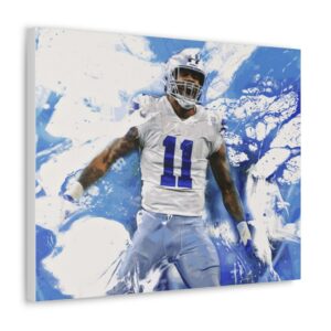 Micah Parsons Bright Lights Stretched Canvas Print Gift Ideas For Cowboys Fans