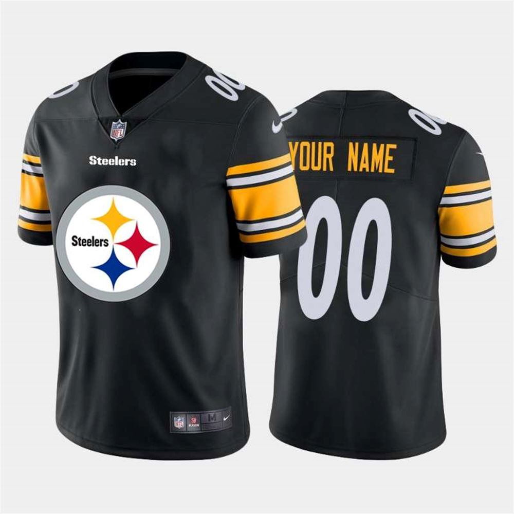 Pittsburgh Steelers Customized Black Team Big Logo Vapor Untouchable Limited Jersey