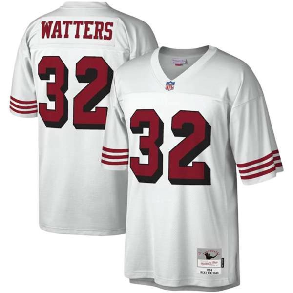 San Francisco 49ers Mitchell Ness 32 Ricky Watters White Legacy Football Stitched Jersey