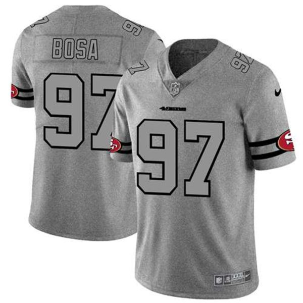 San Francisco 49ers 97 Nick Bosa 2019 Gray Gridiron Team Logo Limited Stitched NFL Jersey 1