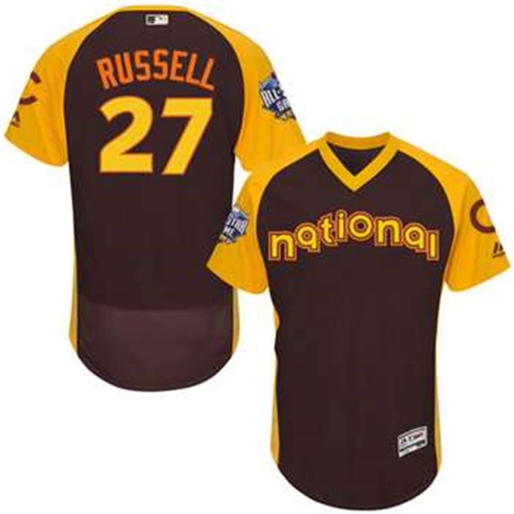 Addison Russell Brown 2016 All-Star Jersey - Men's National League Chicago Cubs #27 Flex Base Majestic MLB Collection Jersey