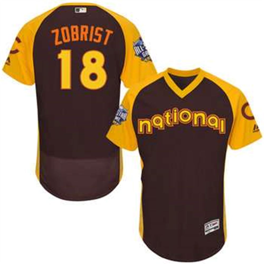 Ben Zobrist Brown 2016 All-Star Jersey - Men's National League Chicago Cubs #18 Flex Base Majestic MLB Collection Jersey