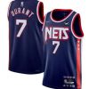 Brooklyn Nets 7 Kevin Durant Navy 2021 22 Swingman City Edition 75th Anniversary Stitched Basketball Jersey 1