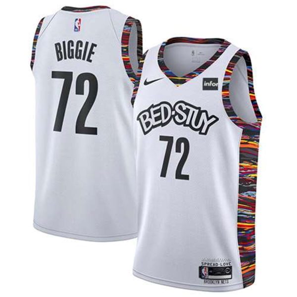 Brooklyn Nets 72 Biggie White 2019 City Edition Stitched NBA Jersey 1