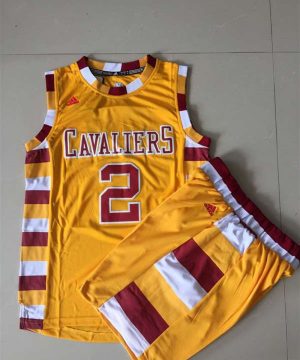 Cavaliers 2 Kyrie Irving Gold Swingman JerseyWith Shorts