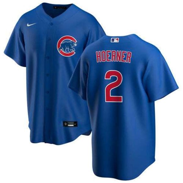 Chicago Cubs 2 Nico Hoerner Blue Cool Base Stitched Baseball Jersey