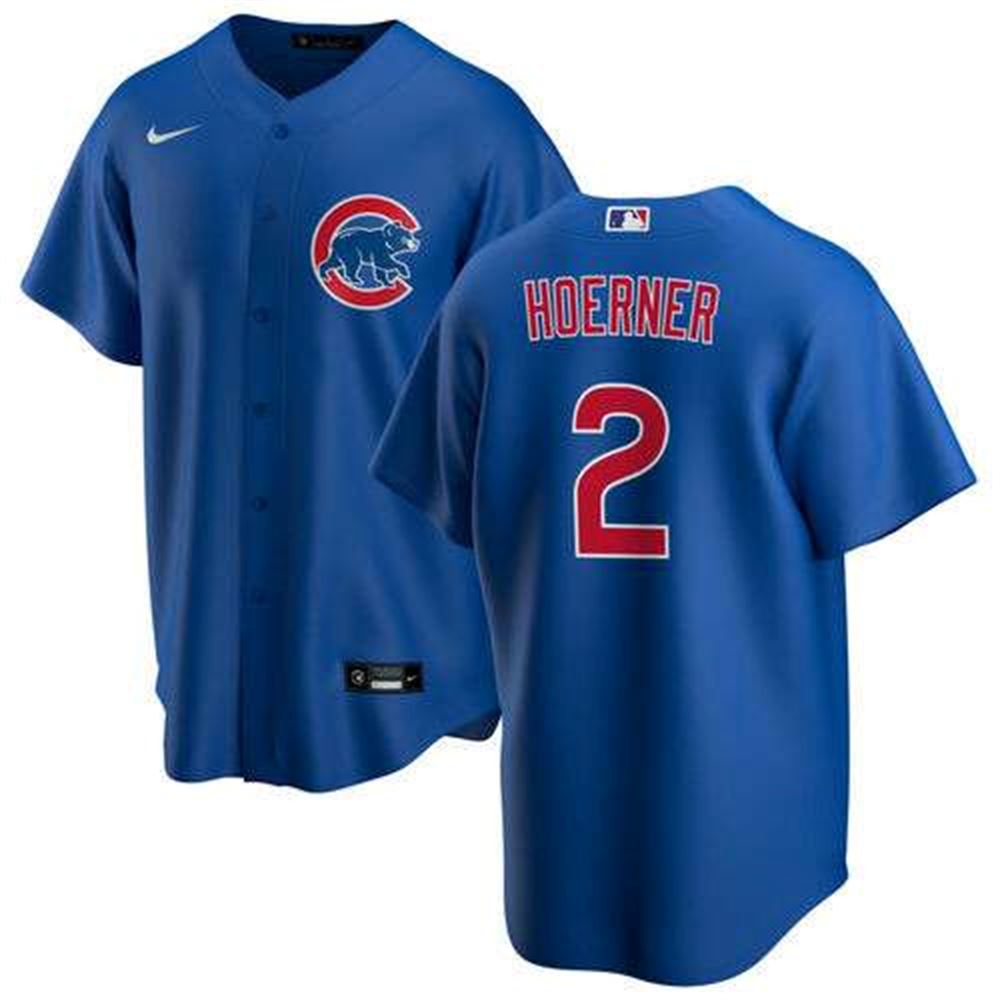 Chicago Cubs #2 Nico Hoerner Blue Cool Base Stitched Baseball Jersey