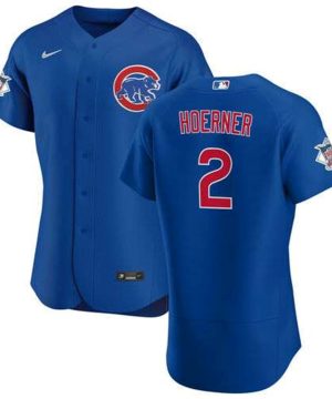 Chicago Cubs 2 Nico Hoerner Blue Flex Base Stitched Jersey