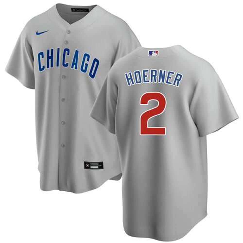 Chicago Cubs #2 Nico Hoerner Grey Cool Base Stitched Baseball Jersey