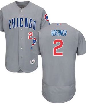Chicago Cubs 2 Nico Hoerner Grey Road Baseball Flex Base Jersey