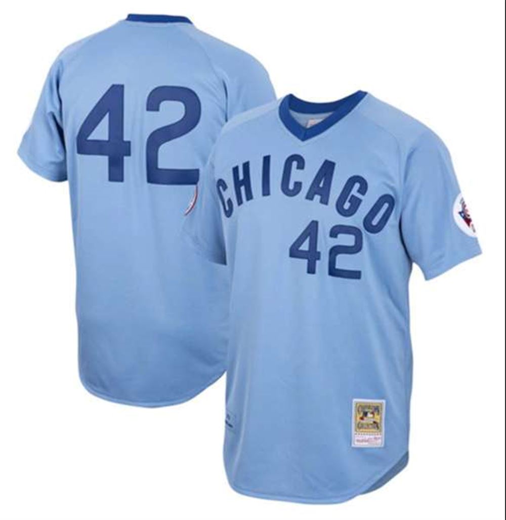 Chicago Cubs #42 Bruce Sutter Blue Mitchell & Ness Road 1976 Stitched Jersey