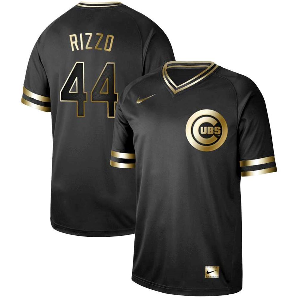 Chicago Cubs #44 Anthony Rizzo Black Gold Stitched MLB Jersey