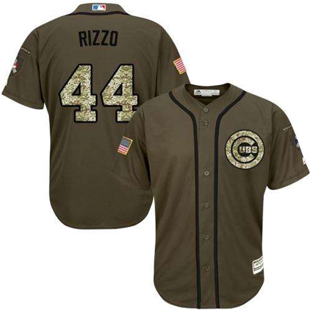 Chicago Cubs #44 Anthony Rizzo Green Salute to Service Stitched MLB Jersey