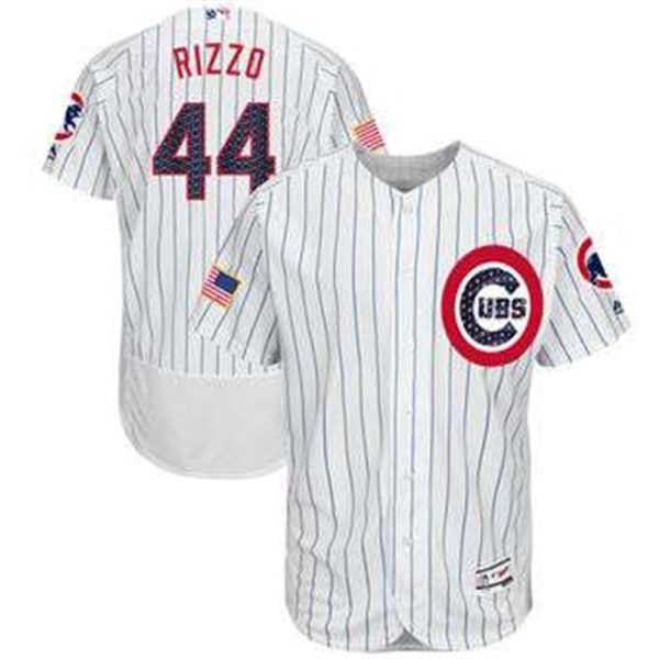 Chicago Cubs 44 Anthony Rizzo Majestic 2017 Stars Stripes Authentic Collection FlexBase Player White Jersey