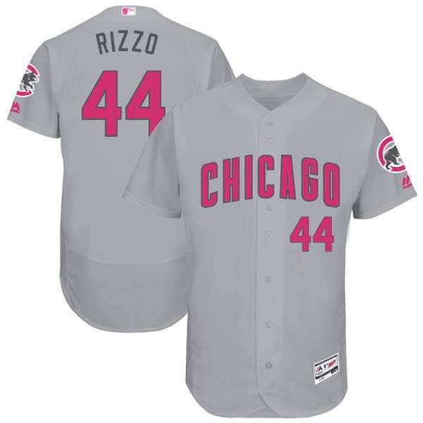 Chicago Cubs 44 Anthony Rizzo Majestic Gray Mothers Day Flex Base Stitched MLB Jersey