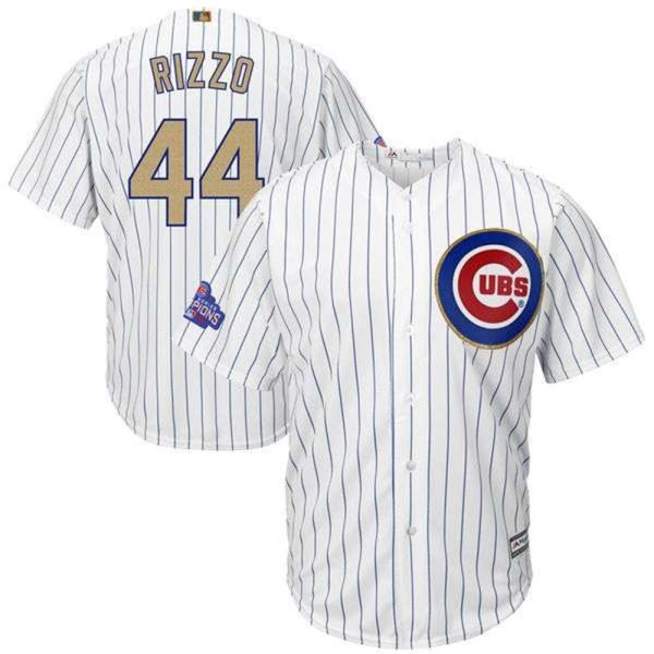 Chicago Cubs 44 Anthony Rizzo Majestic White 2017 Gold Program Cool Base Player Stitched MLB Jersey