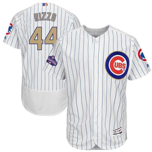Chicago Cubs 44 Anthony Rizzo Majestic White 2017 Gold Program Flex Base Player Stitched MLB Jersey