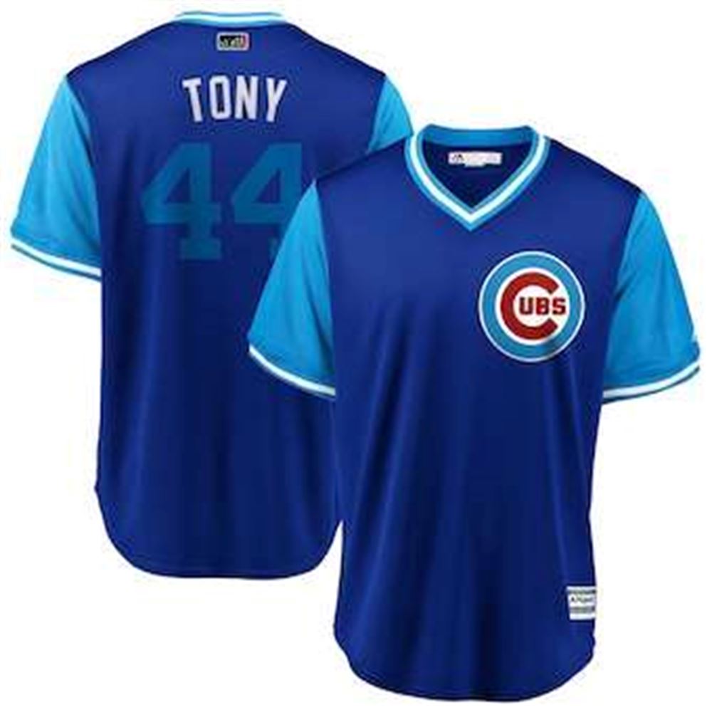 Chicago Cubs 44 Anthony Rizzo Tony Majestic Royal 2018 Players' Weekend Cool Base Jersey