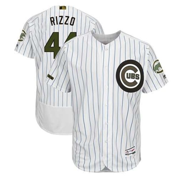 Chicago Cubs 44 Anthony Rizzo WhiteBlue Strip Flexbase Authentic Collection 2018 Memorial Day Stitched Baseball Jersey