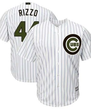 Chicago Cubs 44 Anthony Rizzo WhiteBlue Strip New Cool Base 2018 Memorial Day Stitched Baseball Jersey