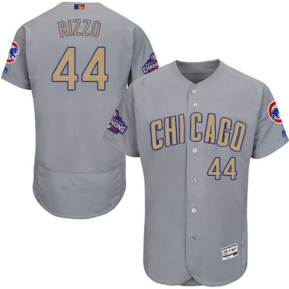 Chicago Cubs #44 Anthony Rizzo World Series Champions Gold Program Flexbase Stitched MLB Jersey