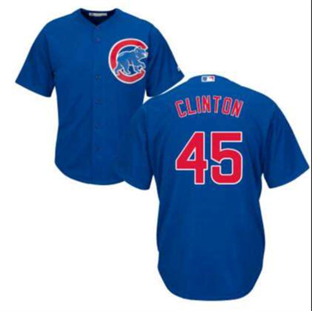 Chicago Cubs #45 Presidential Candidate Hillary Clinton Blue Jersey