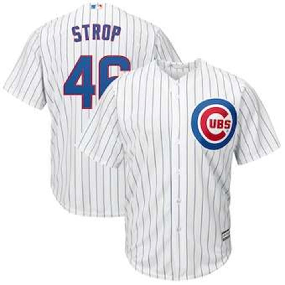 Chicago Cubs 46 Pedro Strop Majestic Home White Cool Base Replica Player Jersey