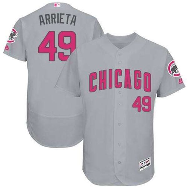 Chicago Cubs 49 Jake Arrieta Grey Flexbase Authentic Collection Mothers Day Stitched MLB Jersey