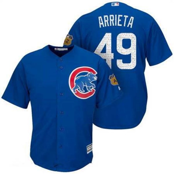 Chicago Cubs 49 Jake Arrieta Royal Blue 2017 Spring Training Stitched MLB Majestic Cool Base Jersey