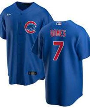 Chicago Cubs 7 Yan Gomes Blue Cool Base Stitched Baseball Jersey
