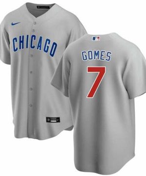 Chicago Cubs 7 Yan Gomes Gray Cool Base Stitched Baseball Jersey