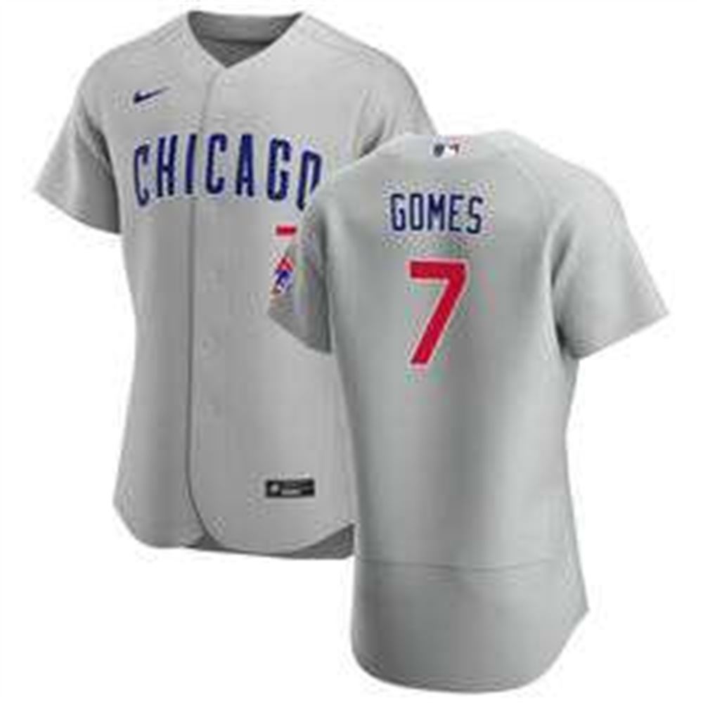 Chicago Cubs #7 Yan Gomes Gray Flex Base Stitched Jersey