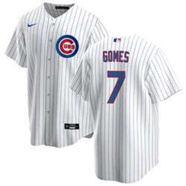 Chicago Cubs 7 Yan Gomes White Cool Base Stitched Baseball Jersey