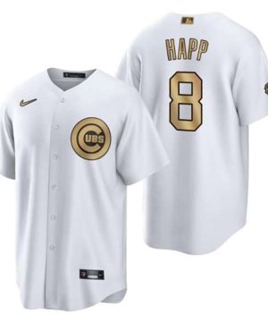 Chicago Cubs 8 Ian Happ White 2022 All Star Cool Base Stitched Baseball Jersey
