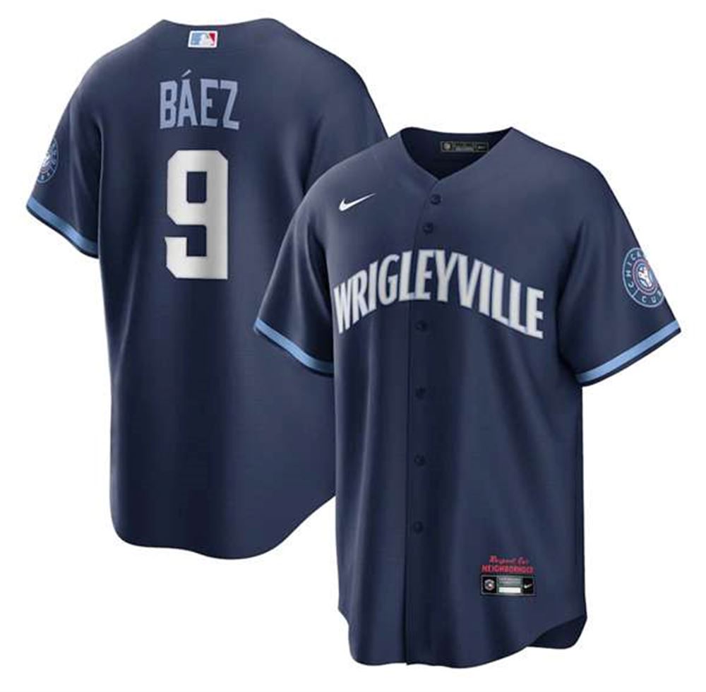 Chicago Cubs #9 Javier Baez Navy 2021 Stitched MLB Jersey