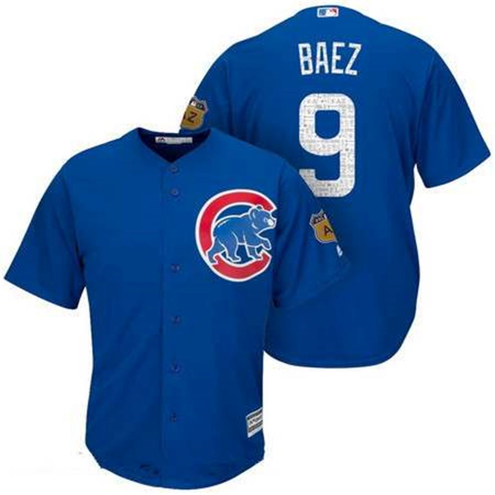 Chicago Cubs #9 Javier Baez Royal Blue 2017 Spring Training Stitched MLB Majestic Cool Base Jersey
