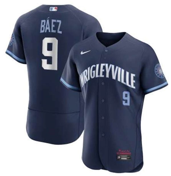 Chicago Cubs 9 Javier Bez 2021 Navy City Connect Stitched MLB Jersey