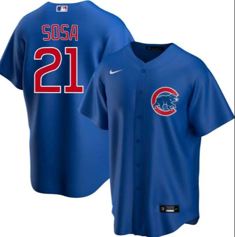 Chicago Cubs Blank #21 Sammy Sosa Blue Cool Base Stitched MLB Jersey