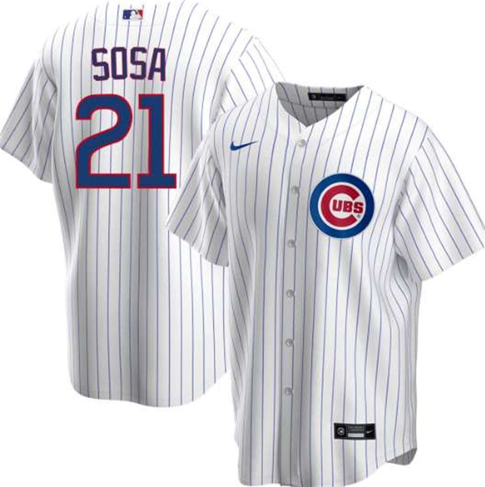Chicago Cubs Blank #21 Sammy Sosa White Cool Base Stitched MLB Jersey