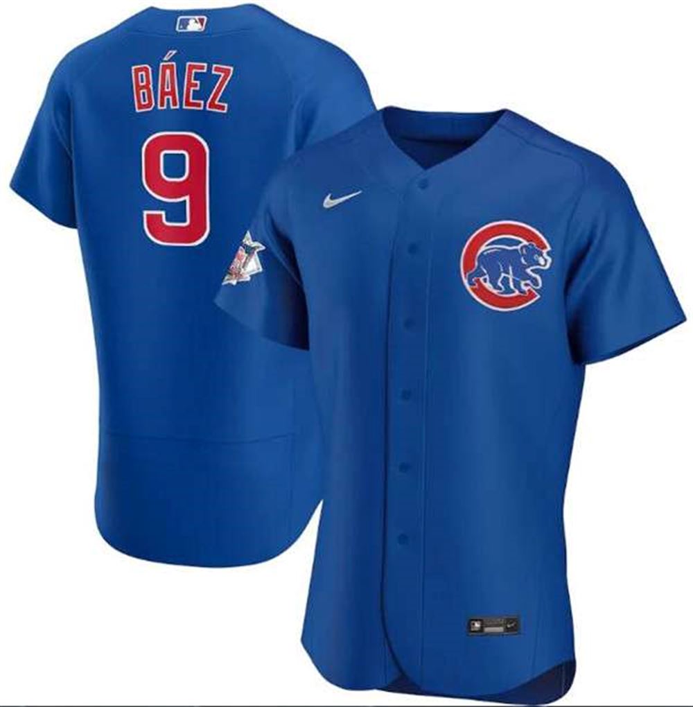 Chicago Cubs Blue #9 Javier Baez Flex Base Stitched MLB Jersey