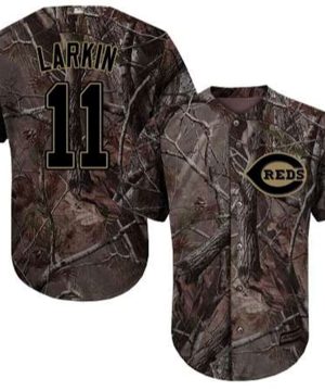 Cincinnati Reds 11 Barry Larkin Camo Realtree Collection Cool Base Stitched MLB Jersey